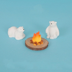 (52) Непрозрачная лаванда Креативные миниатюрные милые наборы для украшения кукольного домика, смола и дерево блокируют семью медведей с огнем, разноцветные, 48x32x31 мм