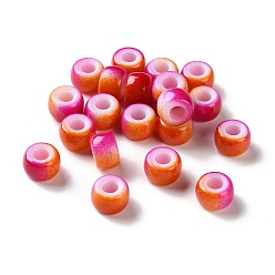 Коралловый Европейские бусины из АБС-пластика, окрашенные распылением, бусины с большим отверстием, круглые, два тона, коралл, 9x6 мм, отверстие : 4 мм, Около 1600 шт / 500 г