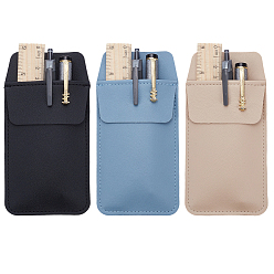Mixed Color 3Pcs 3 Colors PU Leather Pen Bag, Nurse Pen Pocket, Rectangle, Mixed Color, 162x81x5mm, 1pc/color