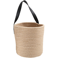 Светло-коричневый Плетеные хлопковые корзины для хранения, с ручками, многофункциональная настенная корзина для хранения, загар, 310 мм, Сумка: 180x250x120 мм