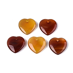 Red Agate Натуральный красный агат подвески, окрашенная и подогревом, сердце прелести, 24~25x25x6~7 мм, отверстие : 2.5~3.5 мм