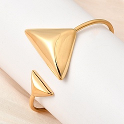 Золотой 304 из нержавеющей стали манжеты браслеты, браслеты на концах для женщин, треугольные, ионное покрытие (ip), долговечный, золотые, внутренний диаметр: 2.09x2.52 дюйм (5.3x6.4 см)