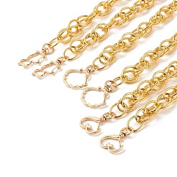 Golden Aluminum Double Link Chains Bag Handles, Cat & Heart & Shell Alloy Swivel Lobster Clasps, with Iron Jump Rings, Golden, 70.2~73cm, 1style/strand,  3strands/set