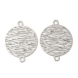 Платина Подвески из латуни с покрытием для стойки, гравированные металлические украшения, долговечный, без кадмия, без никеля и без свинца, плоские круглые ссылки, платина, 16x12x0.3 мм, отверстие : 1.2 мм