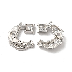 Clear Alloy Pendant, with Glass, Platinum, Lead Free & Cadmium Free, Moon Charm, Clear, 23x20x4mm, Hole: 1.6mm