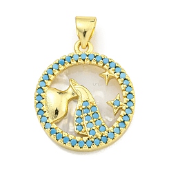 Водолей Латунные микропаве прозрачные подвески с фианитом, без кадмия, без никеля и без свинца, с оболочкой, реальный 18 k позолоченный, Водолей, 19x16.5x3 мм, отверстие : 4x3.5 мм