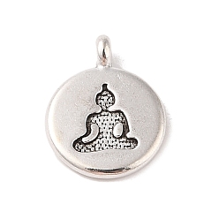 Античное Серебро Подвески из сплава в тибетском стиле, без кадмия и без свинца, плоско-круглые, античное серебро, 19x14.5x4 мм, отверстие : 1.6 мм