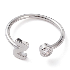 Letter Z Латунные кольца из манжеты с прозрачным цирконием, открытые кольца, долговечный, платина, Письмо Z, размер США 6, внутренний диаметр: 17 мм