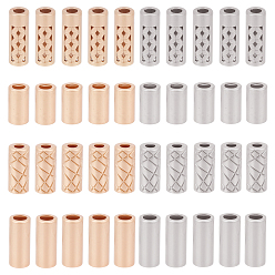 Mixed Color 64Pcs 8 Style Zinc Alloy Cord Ends, End Caps, Column, Mixed Color, 14~20x6.8~8mm, Hole: 3.6~4.8mm, Inner Diameter: 5.6~7mm, 8pcs/style