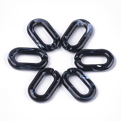 Black Acrylic Linking Rings, Quick Link Connectors, For Jewelry Chains Making, Imitation Gemstone Style, Oval, Black, 38.5x23.5x6.5mm, Hole: 24.5x9.5mm, about 140pcs/500g