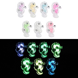 (52) Непрозрачная лаванда Прозрачные светящиеся акриловые подвески, светиться в сырости, морской конек, разноцветные, 34x20.5x7.5 мм, отверстие : 1.6 мм