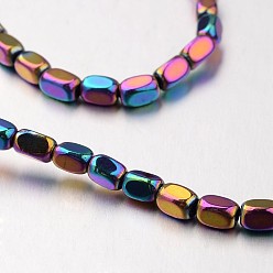 (966) Внутренний цвет Кристалл / Лиловато-лиловый на подкладке Гальванизировать немагнитных синтетический гематит нитей бисера, кубоид, с покрытием цвета радуги, 4~5x3x3 мм, отверстие : 1 мм, около 90 шт / нитка, 15.7 дюйм