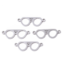 Stainless Steel Color 201 Stainless Steel Links connectors, Laser Cut Links, Glasses, Stainless Steel Color, 7.5x22x1mm, Hole: 1.4mm