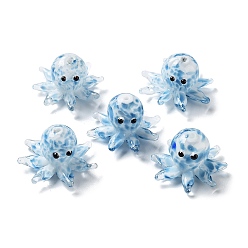 Темно-Голубой Бусины ручной работы ухабистой бисер нитей, осьминог, глубокое синее небо, 15x25x13~14 мм, отверстие : 1.4 мм