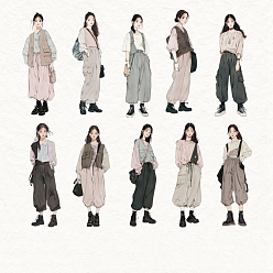 (52) Непрозрачная лаванда 10шт бумажные наклейки, самоклеящиеся наклейки, для скрапбукинга, поделки художественных промыслов, человек, разноцветные, 97~100x32~35x0.1 мм