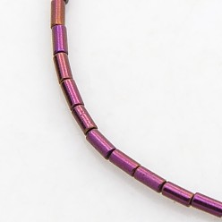 Purple Plated Electroplate Non-magnetic Synthetic Hematite Beads Strands, Column, Purple Plated, 3x1mm, Hole: 0.5mm, about 135pcs/strand, 15.7 inch