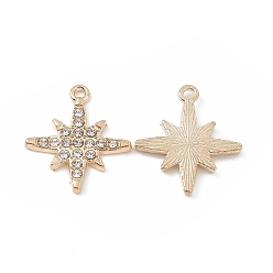 Light Gold Сплава кристалла горный хрусталь подвески, корона прелести, золотой свет, 21.5x18.5x2 мм, отверстие : 1.5 мм