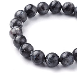 Labradorite Natural Larvikite Beads Stretch Bracelets, Round, 2-1/4 inch~2-3/8 inch(5.7~6cm), Beads: 10~10.5mm