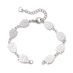 Нержавеющая Сталь Цвет 304 изготовление браслета-цепочки из нержавеющей стали с клубничным звеном, не тускнеет, цвет нержавеющей стали, 6-1/2 дюйм (16.5 см)