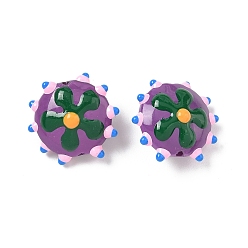 Зеленый Бусины из стеклянной эмали, окрашенные методом запекания, неровный цветок, зелёные, 19~19.5x10.5 мм, отверстие : 1.4 мм