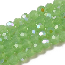 Светло-зеленый Стеклянные бусины, имитация нефрита , граненые, круглые, светло-зеленый, 6x5.5 мм, отверстие : 0.9 мм, около 94~97 шт / нитка, 21.06~21.18'' (53.5~53.8 см)