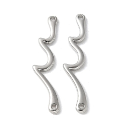Платина Латунные волнообразные соединительные подвески, без свинца и без кадмия, долговечный, без свинца и без кадмия, платина, 34.5x7.5x2 мм, отверстие : 1.5 мм