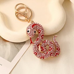 Роза Сплав цинка брелок, со стразами, змея, роза, Кулон : 70x50 мм