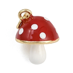 Настоящее золото 18K Латунь эмаль подвески, грибные прелести, долговечный, стойки покрытие, без свинца и без кадмия, с целью перехода в кольце, реальный 18 k позолоченный, 16x12 мм, отверстие : 3 мм