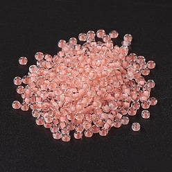 PeachPuff 11/0 Grade A Round Glass Seed Beads, Transparent Inside Colours, PeachPuff, 2.3x1.5mm, Hole: 1mm, about 48500pcs/pound