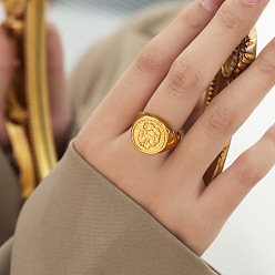 Золотой Человеческие 304 кольца из нержавеющей стали, золотые, размер США 6 (16.5 мм)