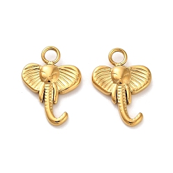 Настоящее золото 14K 304 подвески из нержавеющей стали, очарование слона, ионное покрытие (ip), реальный 14 k позолоченный, 17x12x2 мм, отверстие : 2.4 мм