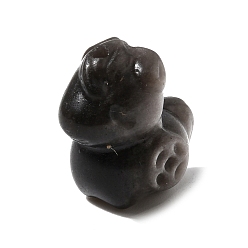 Silver Sheen Obsidian Натуральные бусины из обсидиана с серебристым блеском, вырезанные из металла., лошадь с монетой, 16.5~17x14.5~15.5x11.5 мм, отверстие : 1.5 мм