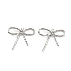 Нержавеющая Сталь Цвет 304 подвески из нержавеющей стали, очарование бантом, анти-тускнение, цвет нержавеющей стали, 28.5x30.5x6.5 мм, отверстие : 1.8 мм