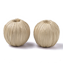Rauchig Handgemachte Bast Perlen gewebt, mit Holz innen, Runde, rauchig, 28~30x28~30 mm, Bohrung: 9 mm