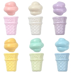 (52) Непрозрачная лаванда 60 шт 2 стили непрозрачные акриловые бусины, имитация еды, рожок мороженого и раковина, разноцветные, 17~20x16~16.5 мм, отверстие : 2 мм, 5 шт / цвет, 30 шт / стиль