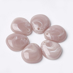 Розово-Коричневый Акриловые подвески, Стиль имитация драгоценных камней, слеза, розово-коричневый, 20x18x6 мм, Отверстие : 2 мм , около 312 шт / 500 г