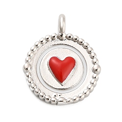 Платина Латунь эмаль подвески, сердце, долговечный, стойки покрытие, без свинца и без кадмия, с целью перехода в кольце, платина, 18.5x15.5x4.5 мм, отверстие : 1.8 мм