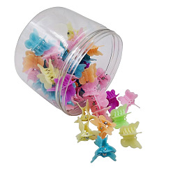 (52) Непрозрачная лаванда Детей аксессуары для волос, пластиковые зажимы когтя волос, бабочка, разноцветные, 16~18x18~19x19~21 мм, 50 шт / коробка