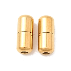 Золотой 304 пряжка для шнурков из нержавеющей стали, капсульные шнурки с наконечниками, колонка, ионное покрытие (ip), золотые, 14x6 мм, отверстие : 2.5 мм