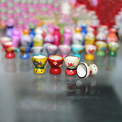 Mixed Color Mini Porcelain Goblet, for Dollhouse Accessories, Pretending Prop Decorations, Mixed Color, 9~11x10~12mm