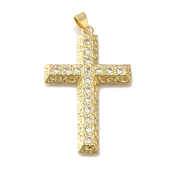 Настоящее золото 18K Стойка металлическая латунная микропрофилированная кубическая циркония подвески, долговечный, без кадмия и без свинца, перекрестной, реальный 18 k позолоченный, 49.5x32x4 мм, отверстие : 5x4 мм