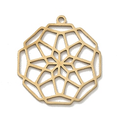 Золотой Полые 201 из нержавеющей стали кулоны, восьмиугольные подвески-мандалы, золотые, 22.5x20x1 мм, отверстие : 1.4 мм
