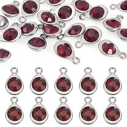 Светло-сиамский 20 шт. граненые стеклянные подвески, со сплавочной фурнитурой, слеза, очарование камня в июле, Light Siam, 11.3x7.2x4.2 мм, отверстие : 1.2 мм