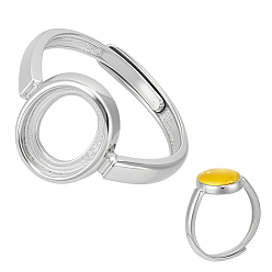 Платина 1pc 925 регулируемые компоненты кольца из стерлингового серебра, настройки овальных колец, 1Замшевая ткань из ПК, квадратная салфетка для полировки серебра, платина, лоток : 10x7 мм, 3 мм, размер США 6 3/4 (17.1 мм)