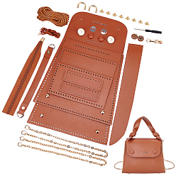Saddle Brown 1 Set DIY Crossbody Bag Making Kits, including Imitation Leather Accessories, Iron Chain Strap & Button, Cord and Needle, Screwdriver, Zipper, Saddle Brown