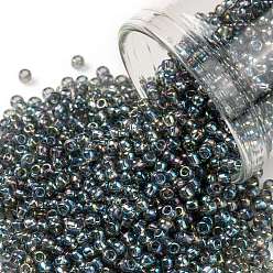 (176B) Dark Grey Black Diamond Transparent Rainbow Круглые бусины toho, японский бисер, (176 б) темно-серый черный ромб прозрачная радуга, 11/0, 2.2 мм, отверстие : 0.8 мм, Около 50000 шт / фунт