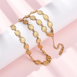 Золотой 304 Женские ожерелья из текстурированной квадратной цепочки из нержавеющей стали, золотые, 15.43 дюйм (39.2 см)