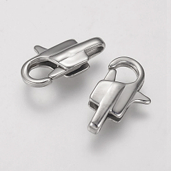 Stainless Steel Color Tarnish Resistant 304 Stainless Steel Lobster Claw Clasps, Stainless Steel Color, 16x9.5x4mm, Hole: 1.5mm