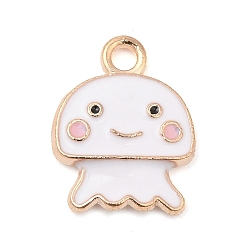 Белый Подвески из эмали и сплава, золотой свет, очарование медузы, белые, 15x12x2 мм, отверстие : 1.8 мм