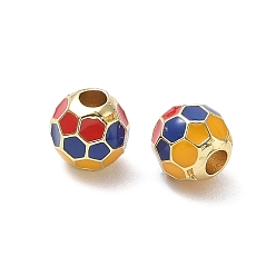 Echt 18 k vergoldet Messing Perlen, mit Emaille, Runde, langlebig überzogen, Gestell, Bleifrei und cadmium frei, echt 18 k vergoldet, 8 mm, Bohrung: 3 mm